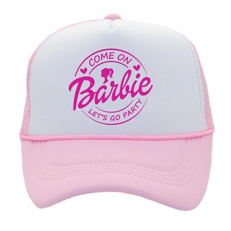 The Celly Plug Barb Babe Movie Pink Cute Trucker Hat Mesh Back Trucker Hat Outfit Accessory for Women and Adults Trucker Hat Outfit, Barbie Print, Barbie Hat, Kids Baseball, Pink Hat, Casual Hat, Barbie Movies, Outfits With Hats, Summer Style Casual