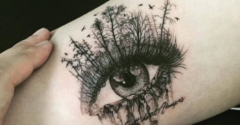 Tattoo Artist: Ilwol Hongdam. Tags: styles, Surrealism, Illustrative, Anatomy, Eyes, Nature, Forests. Body parts: Inner Arm. Shatter Me Book Cover, Land Tattoos, Unusual Tattoos, Shatter Me Book, Tattoo Sonne, Lower Arm Tattoos, Dragons Tattoo, Inner Arm Tattoos, Molecule Tattoo