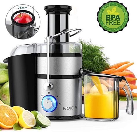 Amazon.com: KOIOS Centrifugal Juicer Machines, Juice Extractor with Big Mouth 3" Feed Chute, 304 Stainless-steel Filter, High Juice yield, Easy to Clean&100% BPA-Free, 1200W&Powerful, Dishwasher Safe, Included Brush: Kitchen & Dining Best Masticating Juicer, Clean Stainless Steel, Centrifugal Juicer, Cold Press Juicer, Juicer Machine, Juice Extractor, Citrus Juicer, Fresh Juice, Fruit And Veg