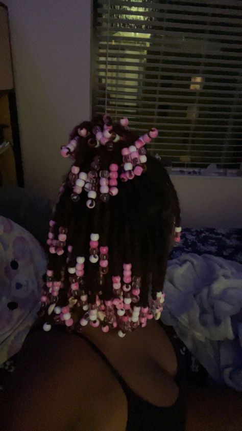 Loca With Beads, Locs Hairstyles With Beads, Loc Bead Styles, Beads On Locs Styles, Woman Locs Hairstyles, Loc With Beads, Two Strand Twist With Beads, Decorated Locs, Locks With Beads