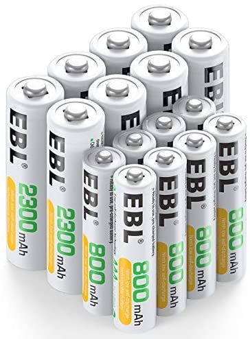 AmazonSmile: EBL 16 Sets AA AAA Batteries Combo with 8PCS AA 2300mAh & 8-Pack AAA 800mAh Rechargeable Batteries: Electronics Electric Charge, Battery Storage, Lcd Tv, Aaa Batteries, Remote Controls, Cd Player, Aa Batteries, Game Controller, Portable Audio