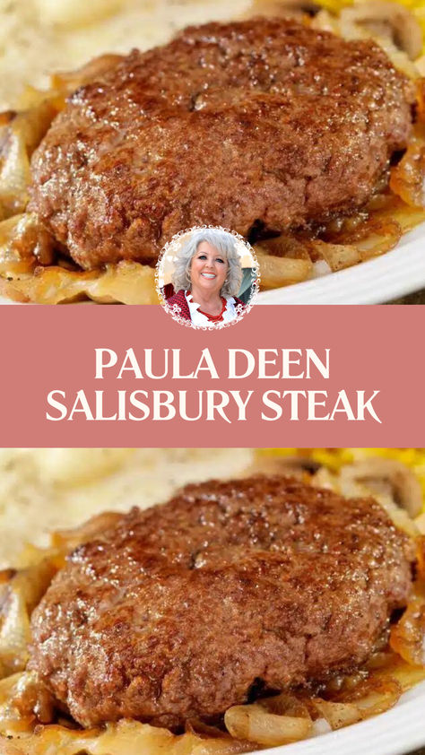 Paula Deen Salisbury Steak Paula Deen Salisbury Steak, Salsbury Steak Recipe Using Hamburgers, Easy Salsberry Steak Gravy, Simple Salisbury Steak Recipe, Salisbury Steak With French Onion Soup, Ground Beef And Gravy Mashed Potatoes, Salsbury Cubed Steak Recipe, Saulsberry Steak Recipes Ground Beef, Ground Beef Salisbury Steak