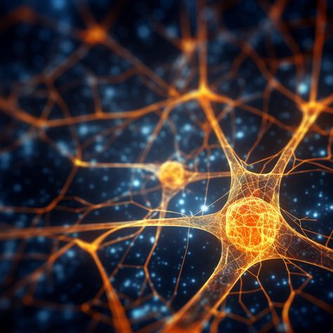 technical shematic blueprint of nerve cell, with orange accents, neural network background Nerves Aesthetic, Anatomy Background, Neural Network Art, Network Background, Neuroscience Art, Brain Nerves, Cells Project, Planet Painting, Nerve Cells