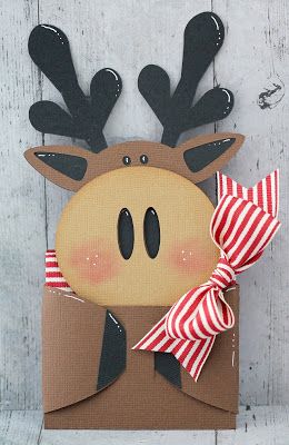 Unique Gift Wrapping Christmas, Unique Gift Card Holder, Gift Card Holder Diy, Xmas Gift Wrap, Cash Gift Card, Paper Piercing, Reindeer Card, Purse Ideas, Gift Cards Money