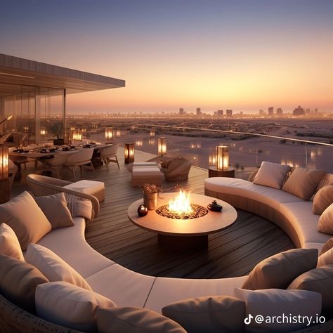 Rooftop Entertainment Area, Hotel Rooftop Design, Rooftop Lounge Design, Rooftop Hangout, Rooftop Deck Ideas, Penthouse Terrace, Roof Terrace Design, Balcony Pool, Modern Balcony