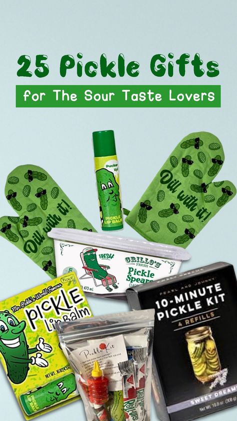 The following pickle gifts are designed to be useful for pickle lovers out there. Whether it’s a nice keychain to keep their keys secure, or a tumbler to keep their coffee warm, we have them all right here in this list. Plus a couple of other cool items, too! #picklegifts #picklegiftschristmas #picklegiftsideas #picklegiftsbasket #picklelovergifts #giftsforpicklelovers #picklepresentideaschristmasgifts #findthepicklegifts #picklejargifts #picklethemedgifts Pickle Basket Gift, Pickle Gift Ideas, Pickle Gifts Ideas, Pickle Lover Gifts, Pickle Gift Basket, Pickle Party, Pickle Gifts, Best Pickles, Best Gift Baskets