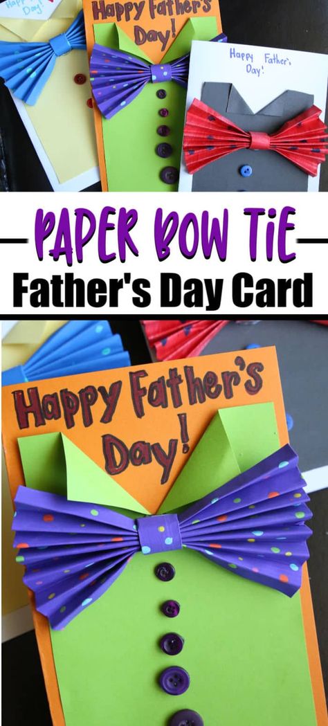 These bow tie cards were so fun and easy to make! We even painted our own paper with custom colours and patterns for the tie! We'll show you how! #HappyHooligans #KidsCrafts #CraftsForKids #DaycareCrafts #KidsArt #ArtForKids #PreschoolCrafts #CraftsForTweens #CraftsForTeens #bowtie #FathersDay #PaperCrafts #HomemadCards Paper Bowtie Diy, Crafts For The Home, Giraffe Crafts, Snail Craft, Fathers Day Art, Tie Crafts, Paper Bow, Daycare Crafts, Crafts For Boys