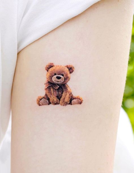 Baby Bear Tattoo, Violin Tattoo, Teddy Bear Tattoo, Lower Back Tattoo Designs, Mother Tattoos For Children, Cute Owl Tattoo, Baby Tattoo Designs, Bear Tattoo Designs, Mama Tattoo