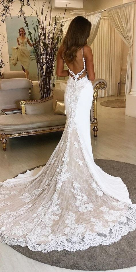 open back mermaid wedding dress 2 Soft Mermaid Wedding Dress, Fitted Lace Wedding Dress, Wedding Dress Gallery, Fit And Flare Wedding Dress, Dress Alterations, White Wedding Dress, Fitted Wedding Dress, Classy Wedding, Dream Wedding Ideas