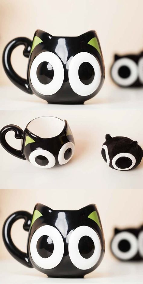 Coffee Cup Decorations, Ceramic Cat Mug, Cute Mug Ideas, Kawaii Coffee, Coffee Mug Designs, Kawaii Cups, Cat Cup, Cat Coffee Cups, Colorful Hairstyles