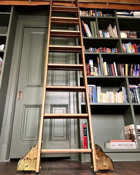 Antique Library Ladder, Bookshelf Ladder, Sliding Ladder, Old Fashioned House, Antique Library, Rolling Ladder, Library Ladder, The Letter P, Ladder Bookshelf