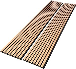 KVENI Acoustic Wood Slat Wall Panels - Modern Wood Panels for Wall, 3D Fluted Sound Absorbing Panel with Wood Finish, Noise Cancelling & Absorbing Wooden Panels, 94.49” x 13” Each, 0.82” Depth (2Pcs) Wood Slat Wall, Wood Panels, Sound Absorbing, Slat Wall, Wood Slats, Noise Cancelling, Wall Panels, Modern Wood, Wood Paneling