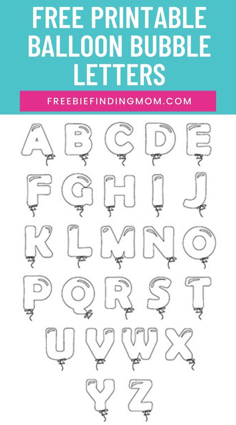 Are you throwing a kid’s birthday party? Congratulations you just found the perfect lettering to make a “Happy Birthday” banner or sign. These Free Printable Balloon Bubble Letters are not just useful for throwing a party, they are great for teaching your kids the alphabet, serving as letter coloring pages for kids, craft projects, scrapbooking, and much more. Download these free letters today! #bubblelettersalphabetfreeprintable #bubblelettering #balloonbubbleletters #balloonlettering Balloon Bubble Letters, Happy Birthday Bubble Letters, Fonts Bubble, Bubble Letters Alphabet, Bubble Alphabet, Happy Birthday Font, Dollar Diy, Balloon Letters, Balloon Theme