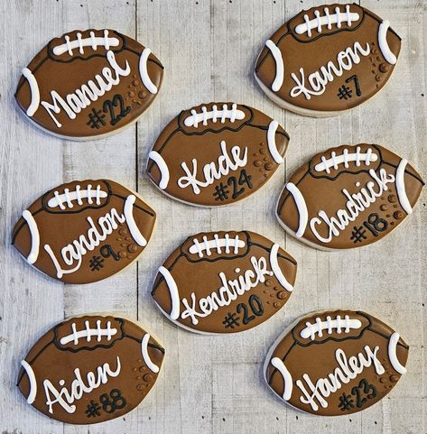 Football Cookies - Etsy Tailgate Football Party, Football Decorated Sugar Cookies, Football Field Cookies, Fourth Down Football Birthday, Homecoming Cookies Decorated, Football Cookies Royal Icing, Cheer Sugar Cookies, Football Sugar Cookies Royal Icing, Football Jersey Cookies