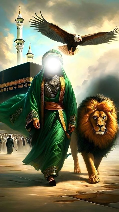 Imam Mahdi Painting, Ya Hussain Wallpaper, Ali Bin Abi Thalib Art, Old Warrior, Karbala Pictures, Eagle Wallpaper, Conceptual Photo, Best Nature Images, Islamic Art Canvas