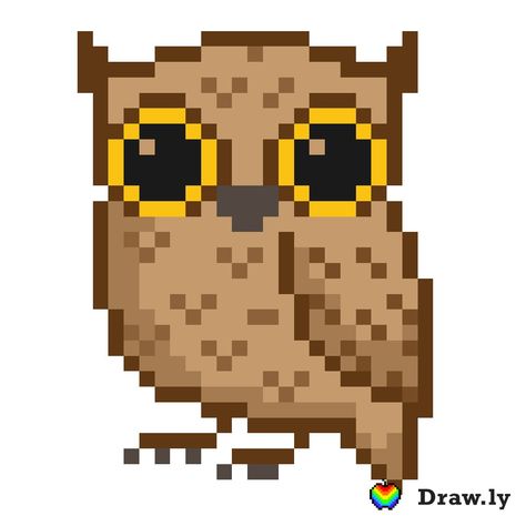 Drawing On Graph Paper Ideas, Graph Paper Ideas, Owl Pixel Art, Drawing On Graph Paper, Animal Pixel Art, Pixel Character, Owl Drawing, Character Game, Owl Cross Stitch