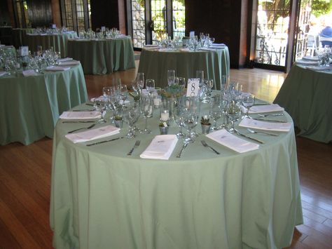 Celadon guest tables. Celadon Wedding, Green Table Cloth, Sage Green Table, Minted Wedding, Wedding Table Ideas, Wedding Mint, Wedding Coral, Green Wedding Inspiration, Wedding Mint Green