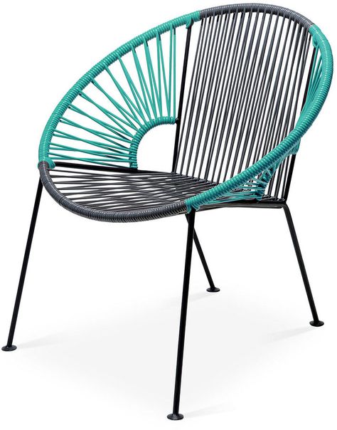 Mexa Ixtapa Lounge Chair, Gray/Turquoise - Handcrafted by skilled artisans and certified welders in Mexico, this modern lounge chair is crafted of woven, UV-protected PVC cord in gray and turquoise with a powder-coated steel frame. While it's designed for use on the porch or patio, a sleek silhouette and impressive durability also make it a great choice for an indoor sunroom or even a playroom. Furniture > Outdoor Furniture > Outdoor Deck Chairs. Balcony Chairs, Composite Adirondack Chairs, Blue Dining Room Chairs, Wrought Iron Patio Chairs, Upholstered Swivel Chairs, Industrial Dining Chairs, Woven Furniture, Chaise Metal, Farmhouse Dining Chairs