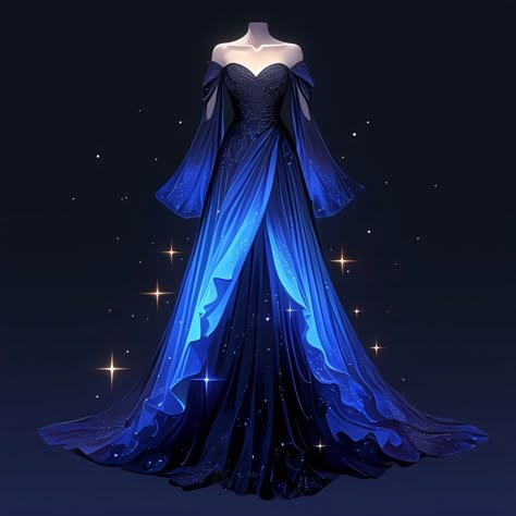 Air Themed Dress, Fantasy Dress Art, Fantasy Dress Design, Star Facts, Galaxy Dress, Vestidos Anime, Moon Earth, Magical Dress, Mode Tips