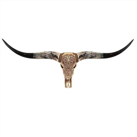 Skull Bliss - Longhorn Skull - Real Mounted Steer/Bull Skull Wall Art/Genuine Longhorn Skull Wall Decor/Animal Skull Decor with a Handmade Design (Hand-Carved Horns) Steer Skull Decor, Longhorn Skull Decor, Longhorn Wall Decor, Cow Head Decor, Animal Skull Decor, Cow Skull Decor, Animal Head Wall Decor, Native American Home, Golden Mandala