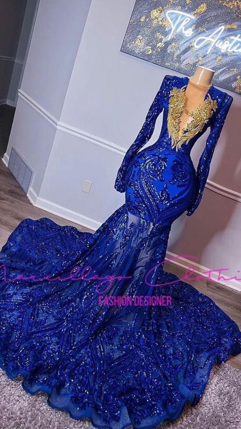 Blue Gold Prom Dress, Navy Blue And Gold Prom Dress, Blue And Gold Prom Dress, Prom Dresses Royal Blue, Royal Blue Mermaid Prom Dress, Dark Blue Prom Dresses, Prom 2k24, Debs Dresses, Dresses Hairstyles