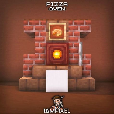 Minecraft Pizza Oven, Minecraft Oven Design, Minecraft Oven Ideas, Oven Minecraft, Minecraft Pizza Shop, Minecraft Oven, Minecraft Pizza, Minecraft Restaurant, Pizza Oven Design