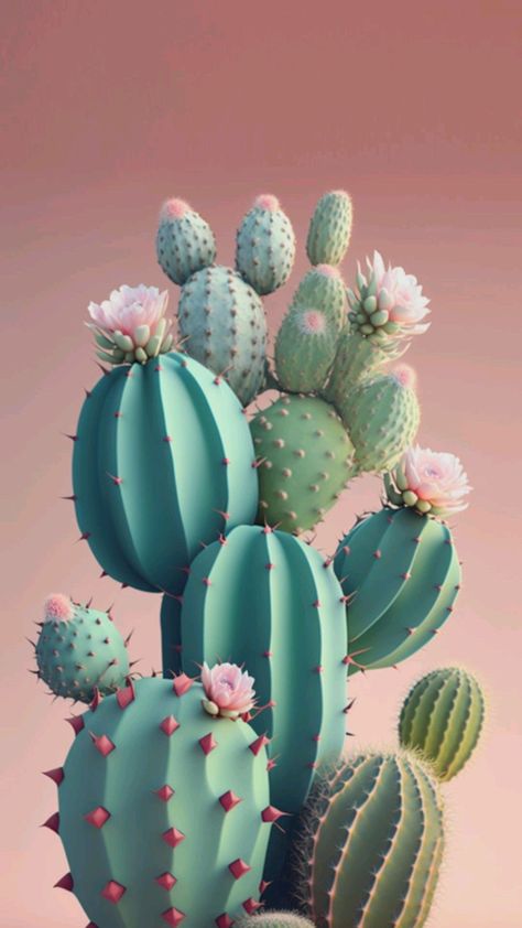 Iphone Wallpaper Cactus, Kaktus Aesthetic, Wallpaper Cactus, Pastel Cactus, Cactus Wallpaper, Phone Wallpaper Images, Phone Wallpaper, Iphone Wallpaper, Cactus