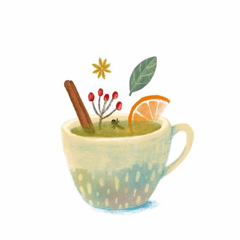 Apple Cider Illustration, Cup Of Tea Illustration, Tea Cup Illustration, Coffee Mug Illustration, Tea Time Illustration, Coffee Illustrations, Mug Illustration, Tea Illustration, Winter Tea