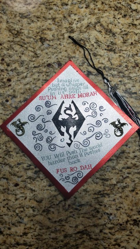 My Graduation cap. It is a quote from skyrim. Skyrim Graduation Cap, Httyd Graduation Cap, How To Train Your Dragon Graduation Cap, Senior Year Things, Graduation Hats, Sr 25, Graduation Cap Decoration Diy, High School Graduation Cap, Train Dragon