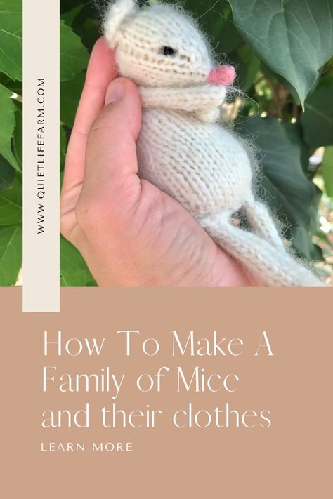 Learn how to knit a family of mice and a wardrobe of little mouse clothes in this free knitting ebook filled with knitting patterns to complete this collection! Mice Patterns Free, Easy Knitted Animals, 4ply Knitting Patterns Free, Stuffed Animal Knitting Patterns Free, Mouse Knitting Pattern Free, Knitted Toys Free, Knitted Mice Patterns Free, Knit Toys Free Pattern Stuffed Animals, Mice Crochet Pattern Free