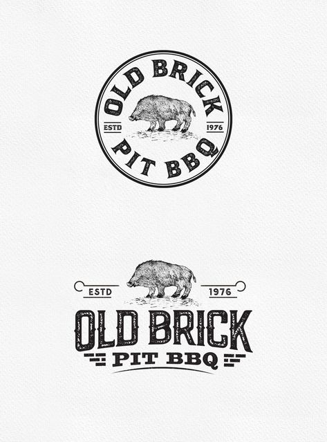 Logo Concept for Old Brick Pit BBQ | 99designs Retro Bbq, Style Logo Design, Southern Bbq, American Bbq, Pit Bbq, Logo Design Concept, Branding Inspo, Bbq Restaurant, Bbq Pit