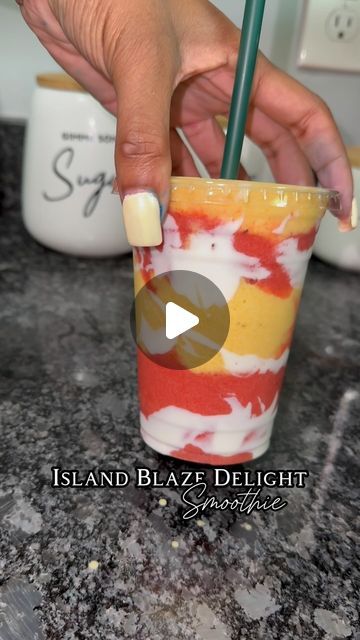 G A R I L Y N ♡ on Instagram: "part 7: Island Blaze Delight Smoothie (Recipe below) 🥤🏝️ Strawberry-Peach Layer 
* 1 cup strawberries, fresh or frozen
* 1/2 cup peaches, fresh or frozen
* 1 cup Dole orange strawberry banana juice
Peach-Banana Layer 
* 1 banana, fresh
* 1/2 cup peaches, fresh or frozen
* 1 tablespoon honey
* 1/2 cup Greek vanilla Chobani yogurt

#smoothie smoothierecipes #smoothies #smoothielover #smoothieideas #proteinsmoothie #berrysmoothie #breakfastsmoothie #smoothieoftheday #OnAQuest #QuestDippedCPB #ItsBasicallyCheating #ad #QuestPartner" Smoothie Peach Recipes, Frozen Peaches Smoothie, Easy Peach Smoothie Recipes, Banana And Peach Smoothie, Scooters Peach Smoothie Recipe, Banana Juice, Peach Healthy, Chobani Yogurt, Creative Drinks