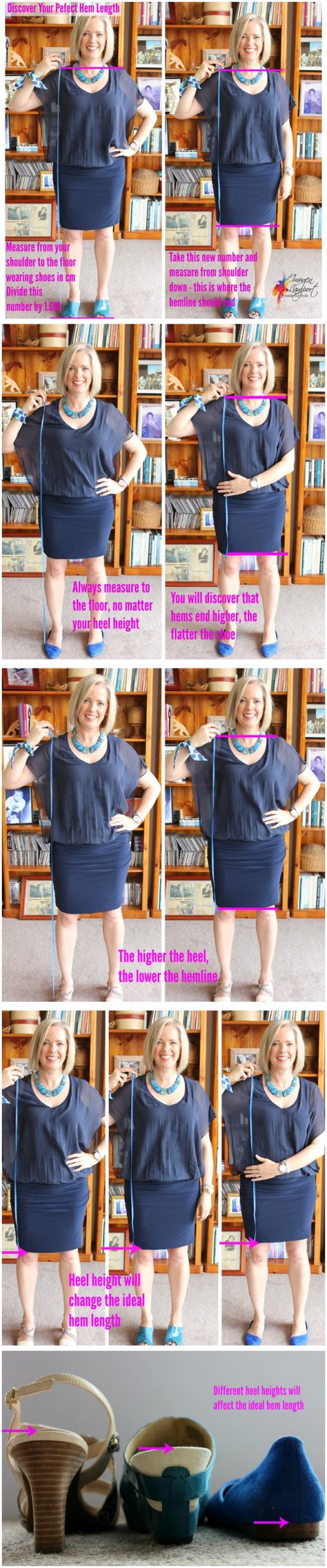 How to Find Your Ideal Skirt or Dress Hem Length.Also there's a method to find your Ideal Top and Jacket Length. Wardrobe Planning, Long Shorts, Hem Dress, How To Find, Fashion Advice, Fashion Ideas, Capsule Wardrobe, Style Guides, Style Me