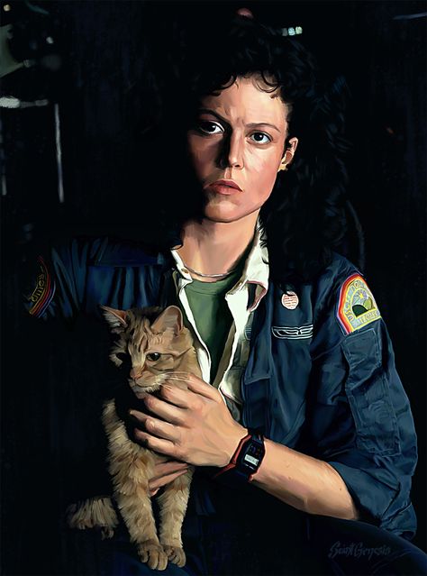 Ripley & Jonesy Sigourney Weaver Alien, Alien Ripley, Alien Theories, Ellen Ripley, Alien 1979, National Cat Day, Sigourney Weaver, Aliens Movie, Gary Oldman