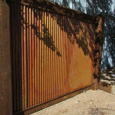 Corrugated Fence, Antique Ceiling Tile, Corrugated Metal Fence, Corrugated Metal Wall, Wall Dividers, Corrugated Steel, Metal Fence Panels, Metal Wall Panel, Privacy Fence Designs