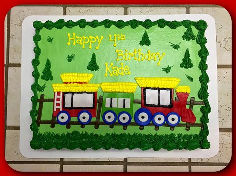 A choo-choo train sheet cake Train Birthday Cake, Thomas Birthday, Birthday Sheet Cakes, Train Cake, Train Theme, Trains Birthday Party, Baby Boy Cakes, Train Birthday, Childrens Birthday Cakes