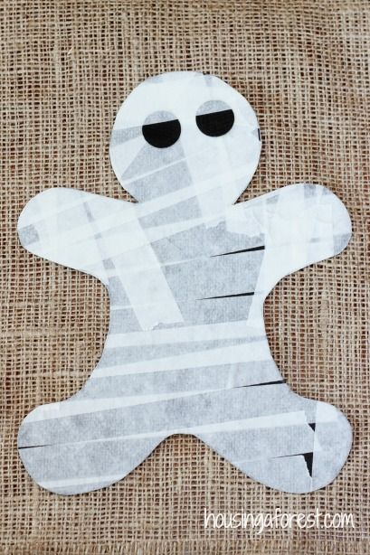 Halloween Craft For Kids ~ simple Masking Tape Mummy Mummy Craft, Halloween Craft, Halloween Crafts For Kids, Classroom Crafts, Craft For Kids, Templates Printable Free, Templates Free, Masking Tape, Halloween Crafts