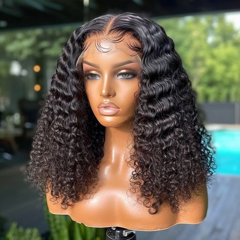 Curly Short Bob, Pretty Wigs, Hair Braid Designs, Lace Wigs Styles, Deep Wave Brazilian Hair, Wig Head, Frontal Wig Hairstyles, Luxurious Hair, Glueless Wigs