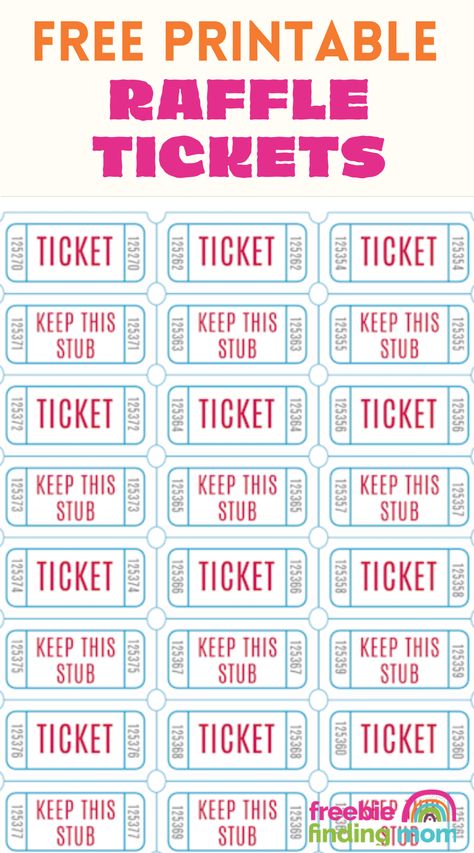 These are free printable raffle tickets. Free Printable Raffle Tickets, Raffle Ticket Template Printable, Ticket Template Free Printables, Printable Raffle Tickets, Raffle Ticket Template Free, Ticket Template Free, Activities For One Year Olds, Raffle Ideas, Raffle Tickets Printable