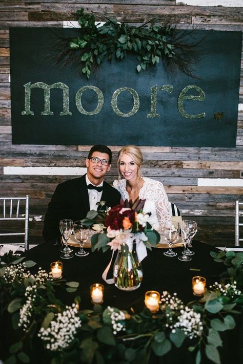 Eucalyptus Centerpiece Black Tablecloth, Sweetheart Table Black Tablecloth, Simple Black Wedding Table Decor, Black Table Linens Wedding With Greenery, Eucalyptus And Black Wedding, Black And Eucalyptus Wedding, Wedding Black Tablecloth, Emerald And Black Wedding, Black Table Linens Wedding