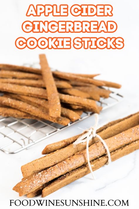 Apple Cider Gingerbread Cookie Sticks Shortbread Sticks, Cookie Sticks Recipe, Christmas Cookie Sticks, Colossal Cookies, Freezable Cookies, Bakery Stand, Stick Cookies, Make Apple Cider, Christmas Shortbread