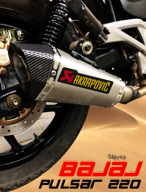 #Akrapovic #Exhaust #FullThrottleCustoms Pulsar 220 Modified Bikes, Pulsar 220 Stickering, Supra Exhaust Fire, Side Exit Exhaust, Akrapovic Exhaust, Take That, Bike