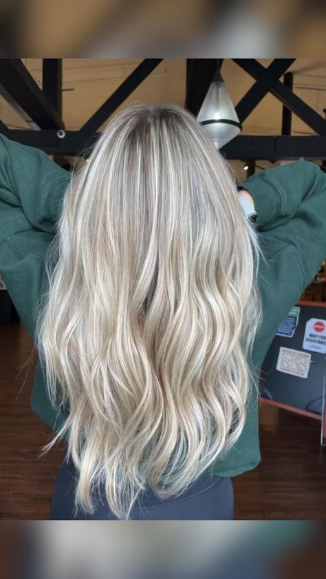 Blonde Highlights Silver, Bright Blonde Balayage With Dimension, Hot Girlfriend Haircut Blond, Full Highlights On Blonde Hair, Blonde Hair Color Ideas Icy, Full Blond Highlights, Bright Blonde Hair With Highlights, Full Head Of Highlights On Blonde Hair, Full Head Blonde Balayage