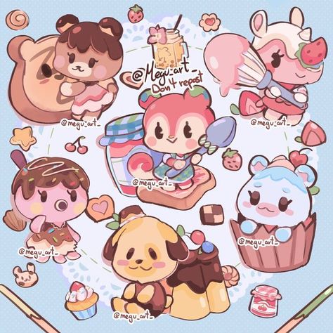 Cute Food Characters, Cookie Acnh, Goldie Animal Crossing, Acnh Oc, Food Character Design, Animals As Food, Animal Crossing Kawaii, Cute Animal Food, Animal Crossing Cute