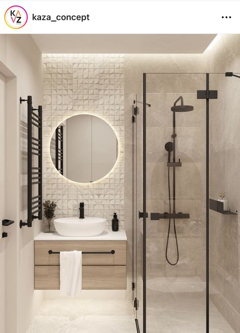 Sharing Bathroom Ideas, Kupaonice Moderne, Small Shower Bathroom, Little Bathroom Ideas, Bathroom With Shower Ideas, Bathroom Apartment Ideas, Stylish Bathroom Ideas, Home Decor Ideas Apartment, Bathroom Ideas Modern Grey