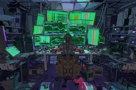 ArtStation - Buying The Dip, Jason Kwak Hacker Room, Sci Fi Computer, Mechanics Aesthetic, Cyberpunk Games, Shadow Wolf, Apocalypse Art, The Dip, Cyberpunk Aesthetic, Arte Cyberpunk