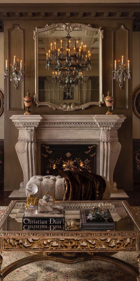 French Chateau Fireplace, Manor Fireplace, English Country Manor, Glamorous Living, Bedroom Addition, Fireplace Mantle Decor, English Manor, French Chateau, Fireplace Mantle