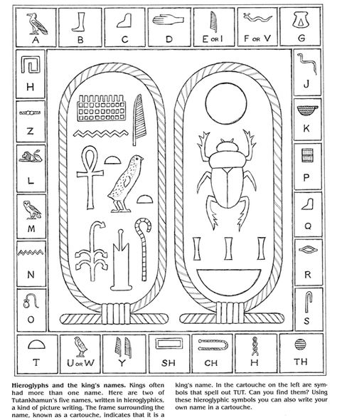 Egyptian Coloring Pages, Ancient Egypt Crafts, Ancient Egypt For Kids, Egyptian Cartouche, Egypt Crafts, Egyptian Party, Egyptian Pattern, Starověký Egypt, Egypt Project