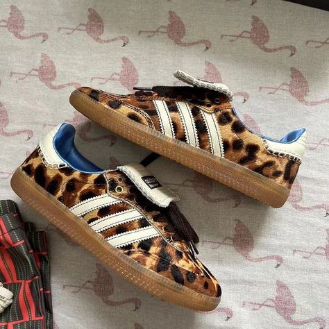 Adidas Brown X Wales Bonner Leopard Print Samba Sneakers Cheetah Print Sambas, Leopard Print Sambas, Cheetah Sambas, Leopard Print Adidas, Samba Sneakers, Adidas Brown, Adidas Tennis, Xmas List, Wales Bonner