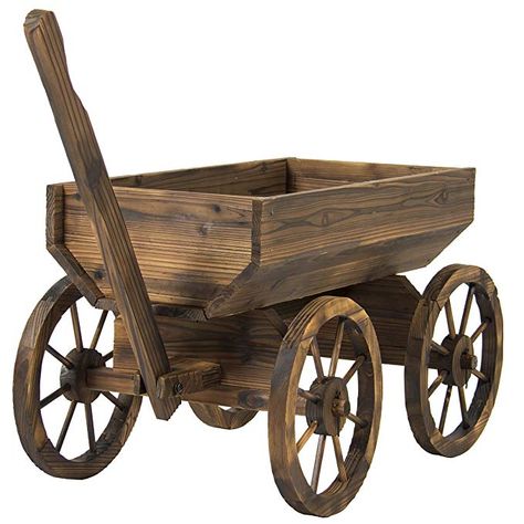 Wood Wheelbarrow, Wooden Flower Pots, Wagon Planter, Wheelbarrow Planter, Wood Wagon, Wooden Cart, Flower Rack, Bird House Feeder, Wooden Wagon